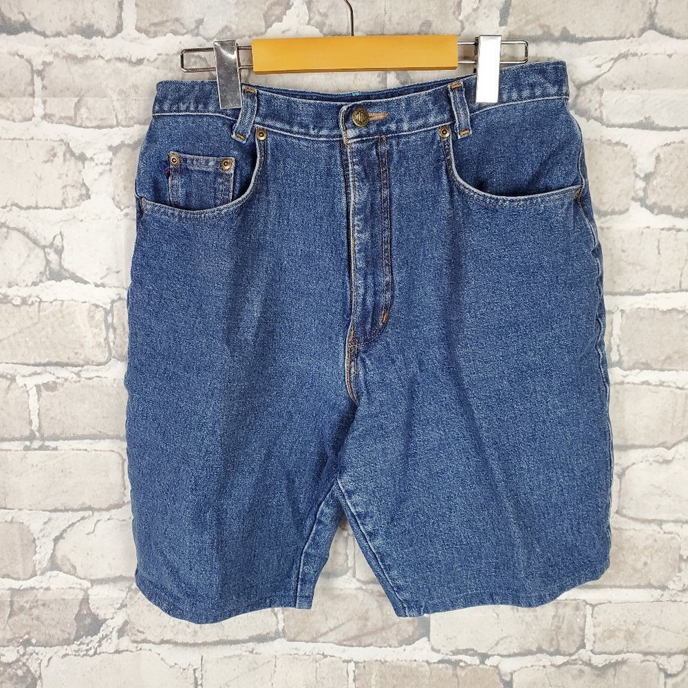 Vintage 80's Jean Shorts High Rise Mom Size 13 Cotton Denim Bermuda Festival